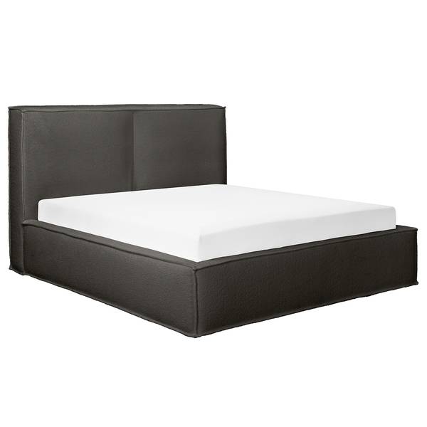 Polsterbett KINX Bouclé Stoff Abby: Anthrazit - 220 x 200cm - H2 / H3 - 1 Bettkasten - 150 cm