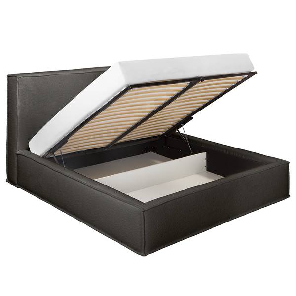 Polsterbett KINX Bouclé Stoff Abby: Anthrazit - 220 x 200cm - H2 / H3 - 1 Bettkasten - 150 cm