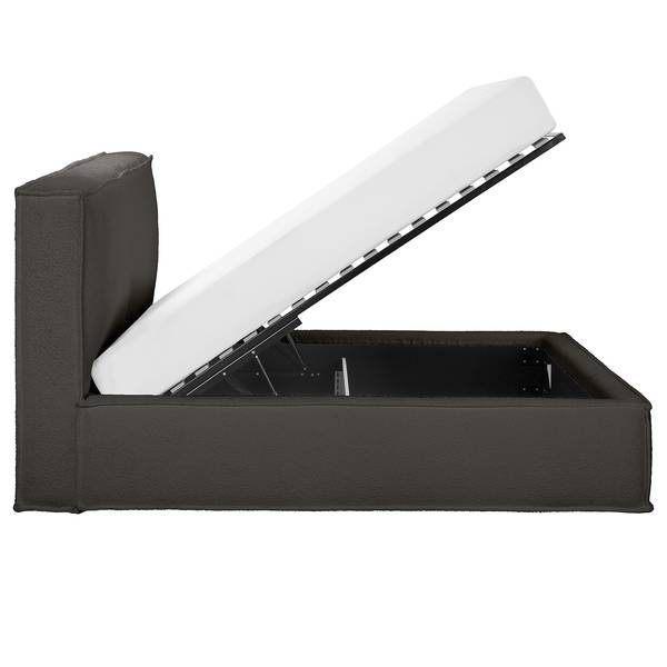 Polsterbett KINX Bouclé Stoff Abby: Anthrazit - 220 x 200cm - H2 / H3 - 1 Bettkasten - 150 cm