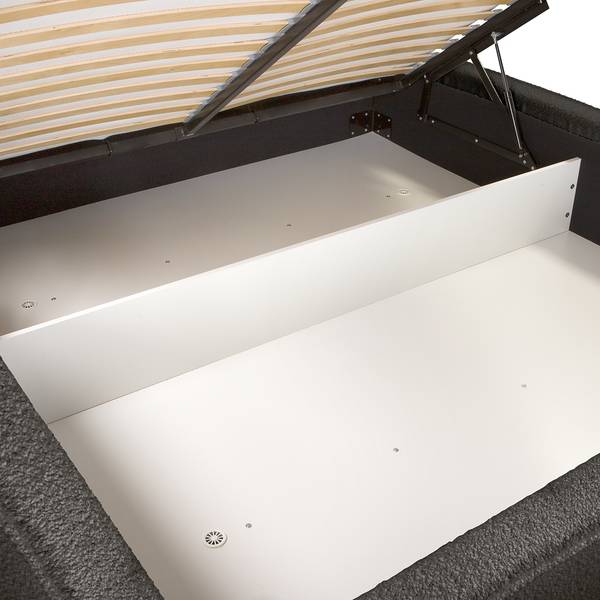 Polsterbett KINX Bouclé Stoff Abby: Anthrazit - 220 x 200cm - H2 / H3 - 1 Bettkasten - 150 cm