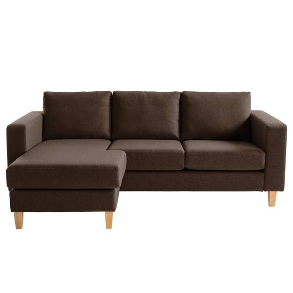 Ninfea Divano Letto Angolare Con Penisola Contenitore E Materasso H18 Cm - Piedini In Metallo E Tessuto Impermeabile T03 Marrone