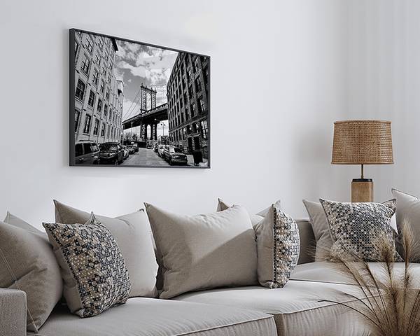 Quadro New York City Dumbo Faggio massello / Vetro acrilico - Nero - 52 x 62 cm