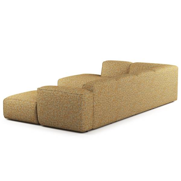 Wohnlandschaft HUDSON Chenille Enne: Honiggelb - Longchair davorstehend rechts / Ottomane links