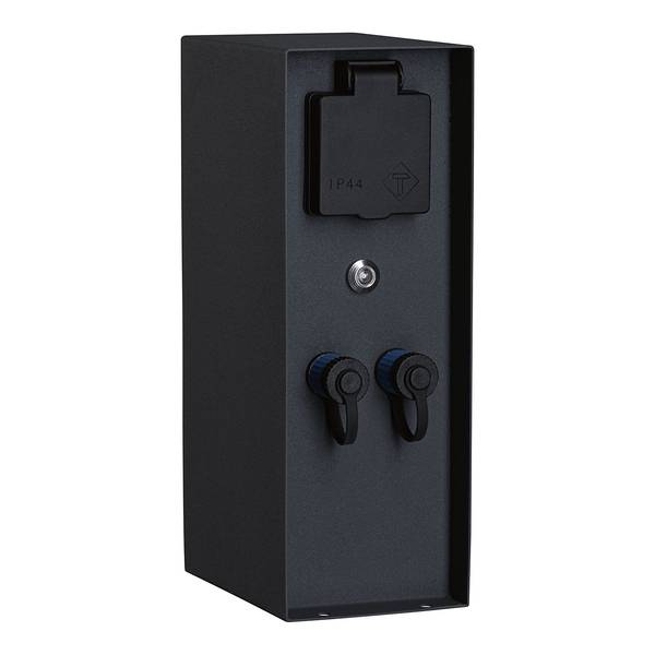 Contactdooszuil Rio Zweifach met sensor aluminium - grijs