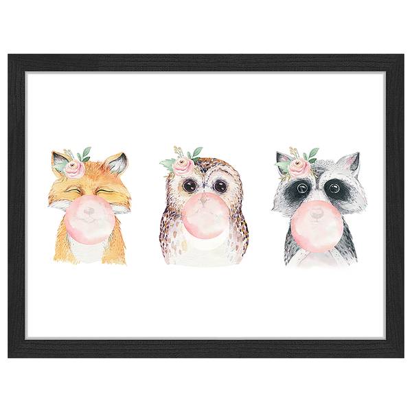 Quadro Funny Pet Friends Faggio massello / Vetro acrilico - Nero - 33 x 43 cm