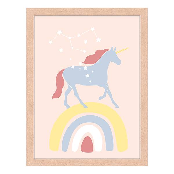 Bild Colorful Unicorn Buche Massiv / Acrylglas - Naturell - 33 x 43 cm