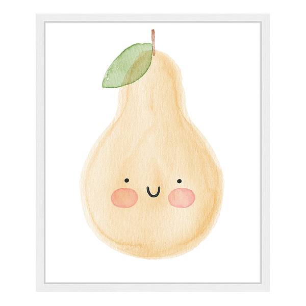 Bild Hello Pear Buche Massiv / Acrylglas - Weiß - 53 x 63 cm