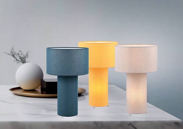 Tischleuchte Bale Webstoff - 2-flammig - Blau