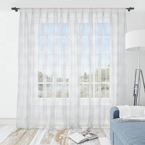 Fertiggardine Abstrakt Typ D 2er-Set Polyester - Taupe / Weiß - Höhe: 220 cm