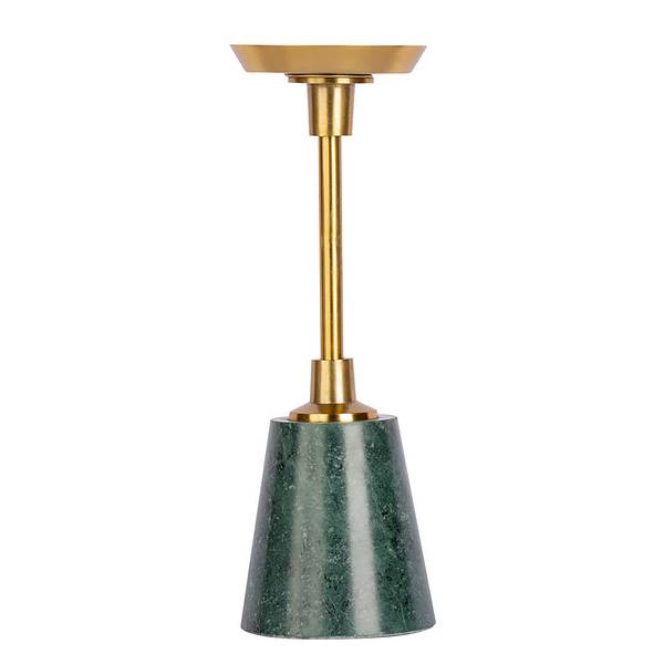 Portacandele Fayya Alluminio / Marmo - Verde/dorato - Altezza: 30 cm