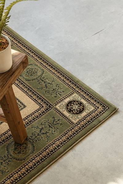 Tapis à poils courts Guzara Polypropylène / Jute - Vert olive - 120 x 170 cm