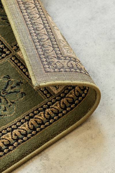Tapis à poils courts Guzara Polypropylène / Jute - Vert olive - 120 x 170 cm