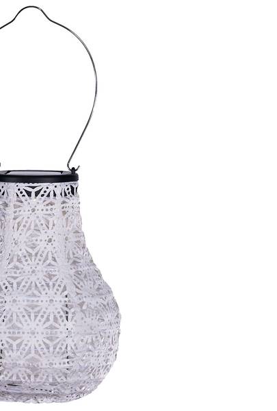 Set di 2 lanterne solari Sunshine Blaze Materiale plastico / Vlies - Bianco