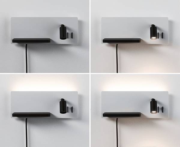 Lampada da parete Serra Alluminio - Nero / Bianco - 1 punti luce - Bianco / Nero
