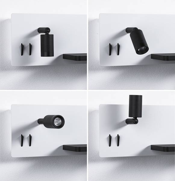 Lampada da parete Serra Alluminio - Nero / Bianco - 1 punti luce - Bianco / Nero