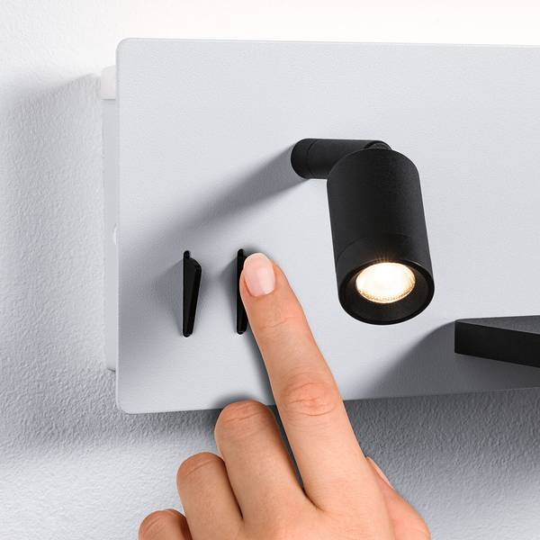 Lampada da parete Serra Alluminio - Nero / Bianco - 1 punti luce - Bianco / Nero