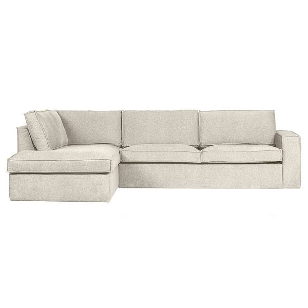 Ecksofa Thomas Flachgewebe - Beige - Beige - Longchair davorstehend links