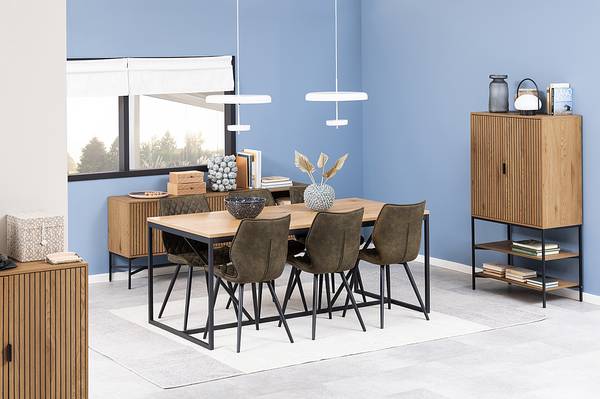 Highboard Couman wildeikenhouten look/zwart