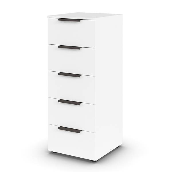 Kommode Flipp mit 5 Schubladen Alpinweiß / Grau - Breite: 40 cm