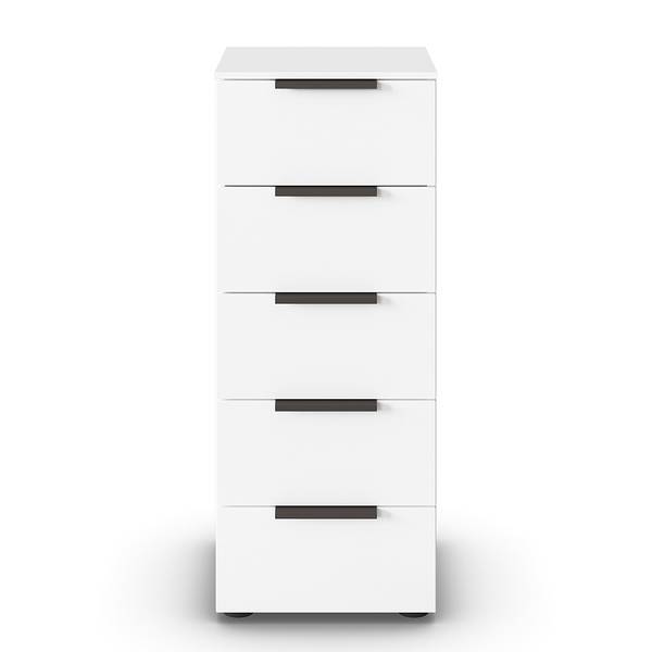 Kommode Flipp mit 5 Schubladen Alpinweiß / Grau - Breite: 40 cm