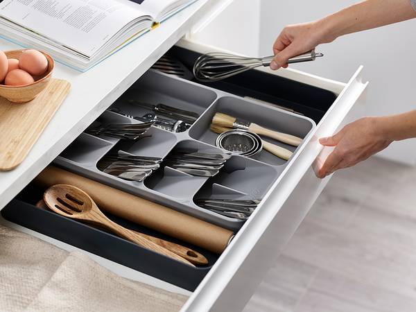 Besteckkasten Drawer Store Erweiterbar Kunststoff - Grau