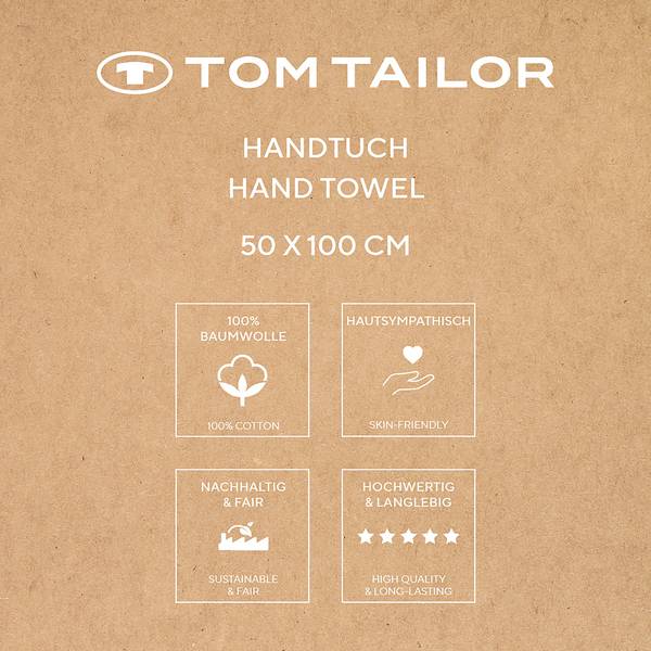 Handtuch Tom Tailor 2er-Set Baumwolle - 50 x 100 cm - Blau