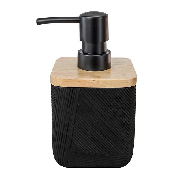 Zeepdispenser Crossover polyresin/bamboe - zwart