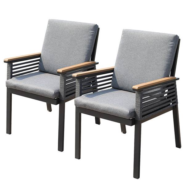 Gartenstuhl Denia 2er-Set Aluminium / Polyester - Grau