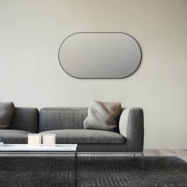 Wandspiegel Picasso oval Spiegelglas / Aluminium - Schwarz