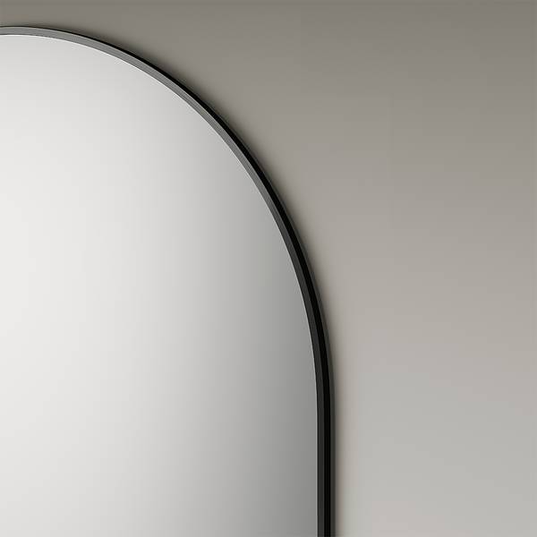 Wandspiegel Picasso oval Spiegelglas / Aluminium - Schwarz