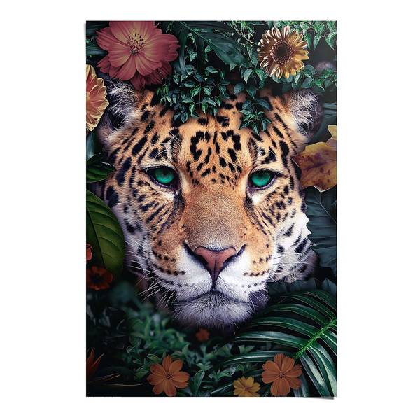 Poster Leopard Flowers Carta - Multicolore - 61 x 91,5 cm