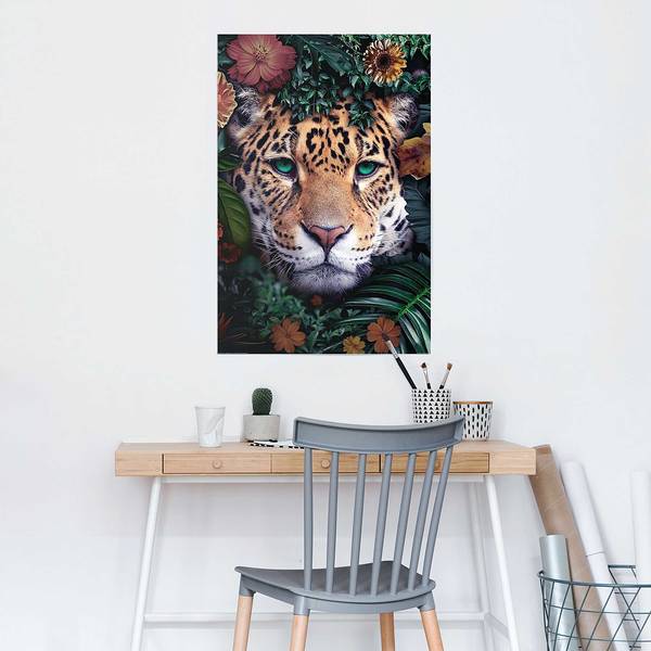 Poster Leopard Flowers Carta - Multicolore - 61 x 91,5 cm
