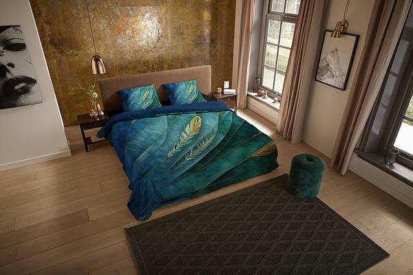 Microvezel beddengoed Neva microvezel - petrolblauw - 140 x 200/220 cm + kussen 70 x 60 cm