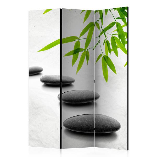 Paravento Zen Stone 1 lato Tessuto non tessuto su legno massello - Grigio - 135 x 172 cm