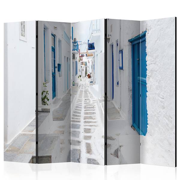 Paravento Greek Dream Island acustico Tessuto non tessuto su legno massello - Blu