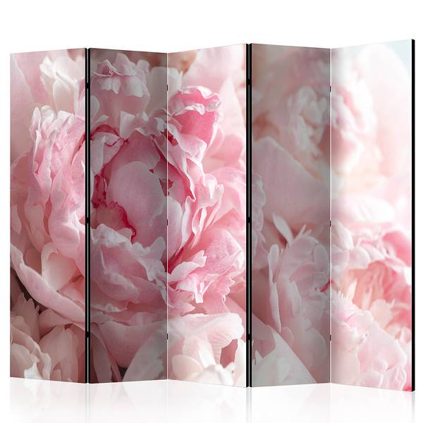 Paravento Sweet Peonies fonoassorbente Tessuto non tessuto su legno massello - Rosa