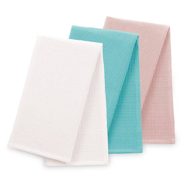 Geschirrtuch Set Betty Uni Typ B Baumwolle - 50 x 70 cm - Babyblau / Lachs - 3er Set