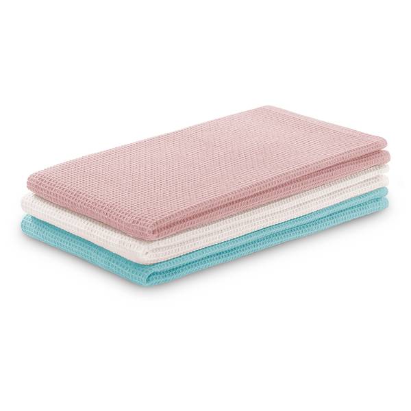 Geschirrtuch Set Betty Uni Typ B Baumwolle - 50 x 70 cm - Babyblau / Lachs - 3er Set