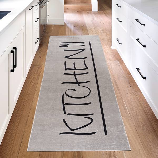 Passatoia da cucina Kitchen Poliestere - Beige / Nero - 80 x 300 cm
