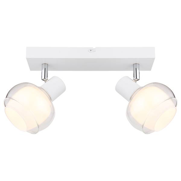 Plafonnier Tokki Verre transparent / Fer - 2 ampoules - Blanc
