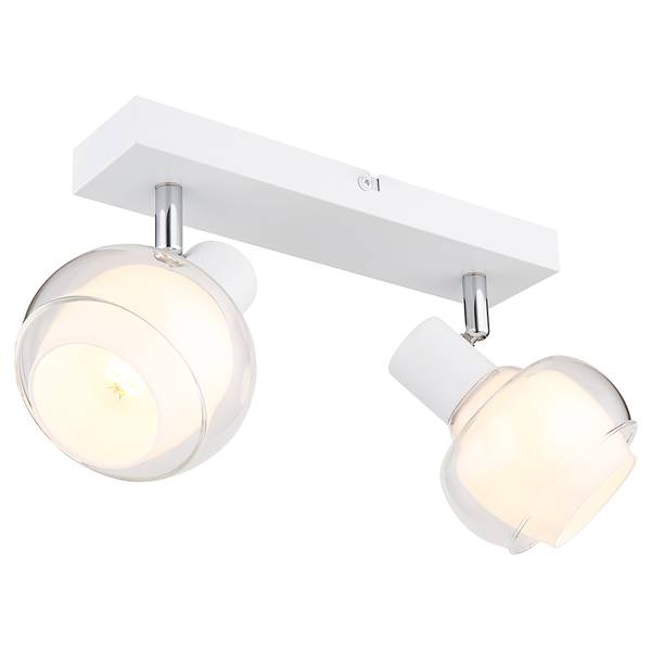 Plafonnier Tokki Verre transparent / Fer - 2 ampoules - Blanc