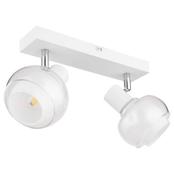 Plafonnier Tokki Verre transparent / Fer - 2 ampoules - Blanc