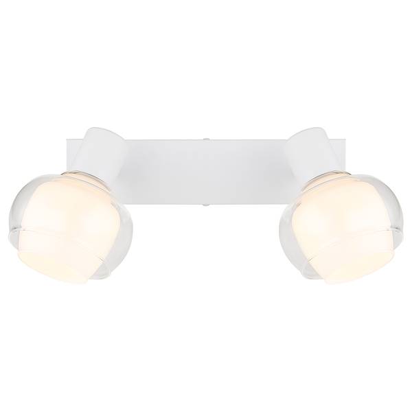 Plafonnier Tokki Verre transparent / Fer - 2 ampoules - Blanc