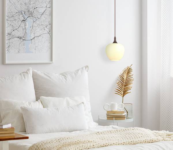 Suspension Maxy - Type C Verre opalin / Fer - 1 ampoules - Diamètre : 24 cm