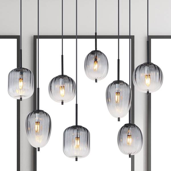 Suspension Attila Verre coloré / Fer - Nb d'ampoules : 8