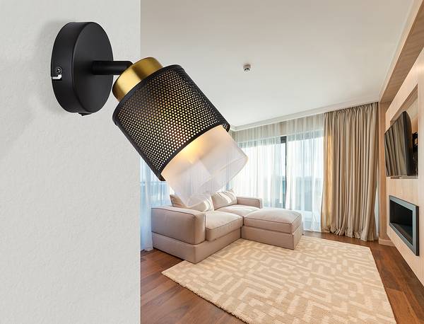 Wandlamp Olga gesatineerd glas/ijzer - 1-lichts