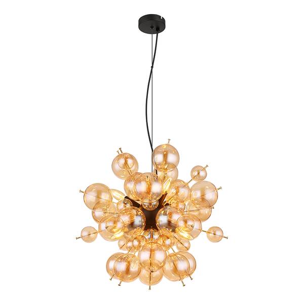 Pendelleuchte Udo Farbglas / Eisen - 6-flammig - Gold