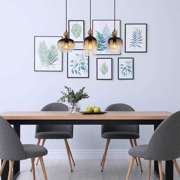 Pendelleuchte Commy Farbglas / Eisen - 3-flammig