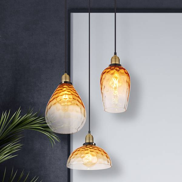 Lampada a sospensione Salvy B Vetro / Ferro - 3 punto luce