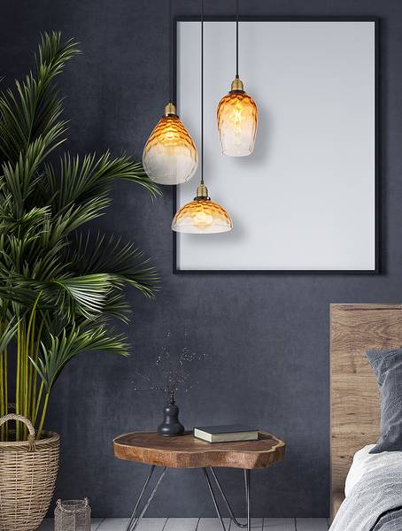 Lampada a sospensione Salvy B Vetro / Ferro - 3 punto luce